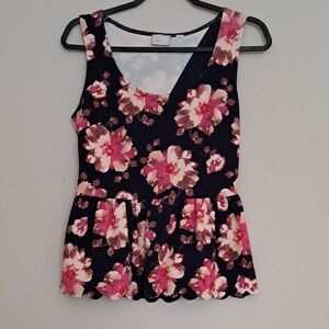 9-H15 S'CL Floral Sleeveless Peplum Top size S